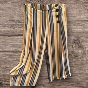 ZARA EUC WOMENS PANTS BOTTOMS FALL WINTER IVORY STRIPES CASUAL SIZE L LARGE